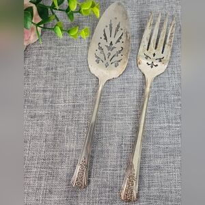 Vintage‎ Tudor Plate Oneida Community Pie Servers Spoon And Fork Silverplated